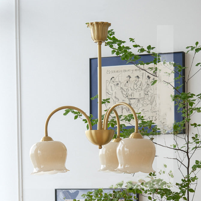 Traditional Rustic Tulip Floral Copper Resin 3/5/6/8-light Chandelier for Living Room BulbSquare