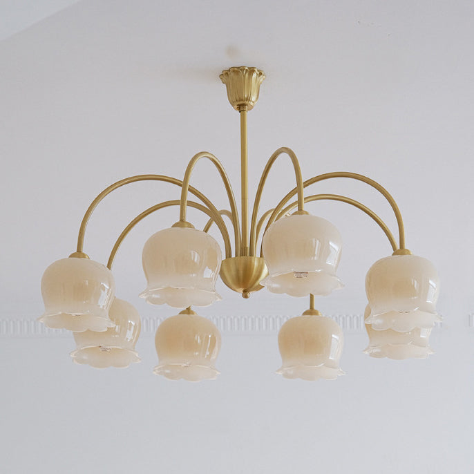 Traditional Rustic Tulip Floral Copper Resin 3/5/6/8-light Chandelier for Living Room BulbSquare