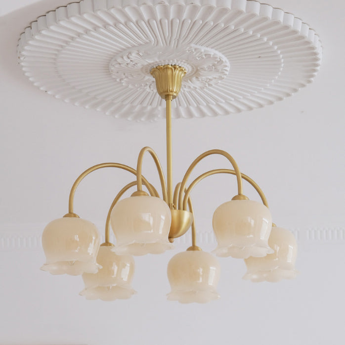 Traditional Rustic Tulip Floral Copper Resin 3/5/6/8-light Chandelier for Living Room BulbSquare