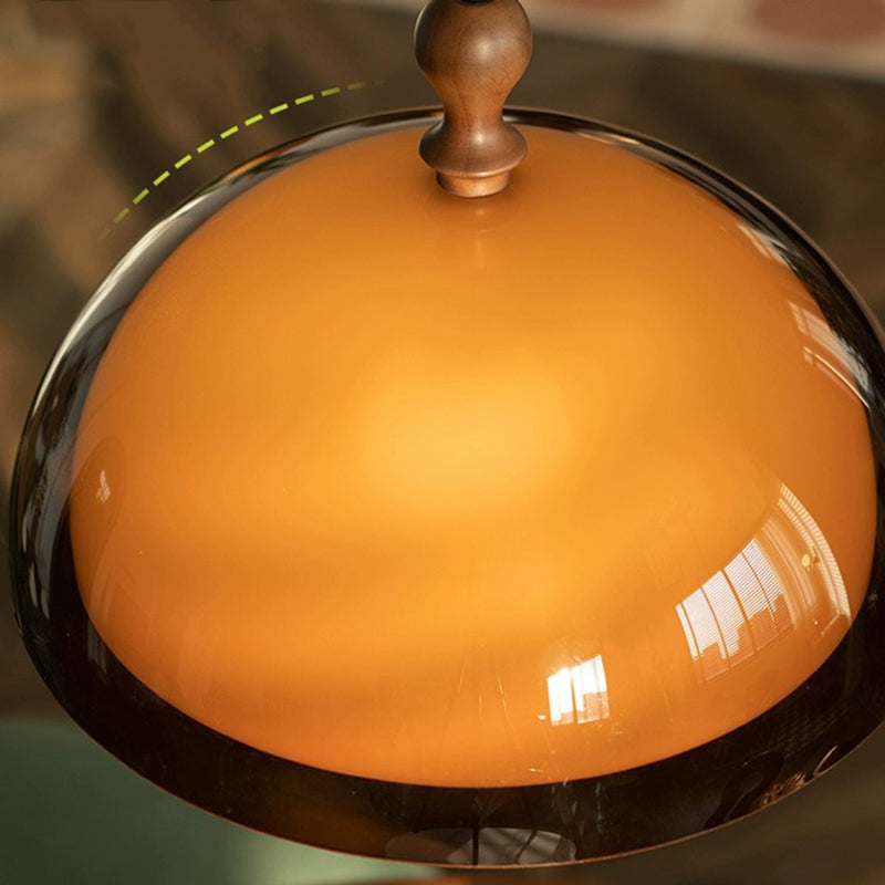 Traditional Vintage Semicircular Acrylic Wood Metal 1-light Pendant Light for Dining Room BulbSquare
