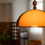 Traditional Vintage Semicircular Acrylic Wood Metal 1-light Pendant Light for Dining Room BulbSquare