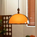 Traditional Vintage Semicircular Acrylic Wood Metal 1-light Pendant Light for Dining Room BulbSquare