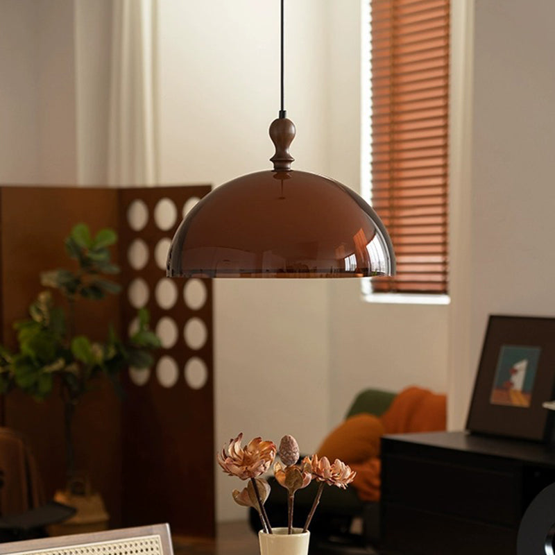 Traditional Vintage Semicircular Acrylic Wood Metal 1-light Pendant Light for Dining Room BulbSquare