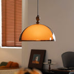 Traditional Vintage Semicircular Acrylic Wood Metal 1-light Pendant Light for Dining Room BulbSquare
