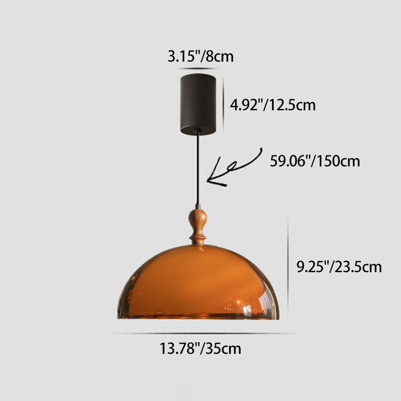 Traditional Vintage Semicircular Acrylic Wood Metal 1-light Pendant Light for Dining Room BulbSquare