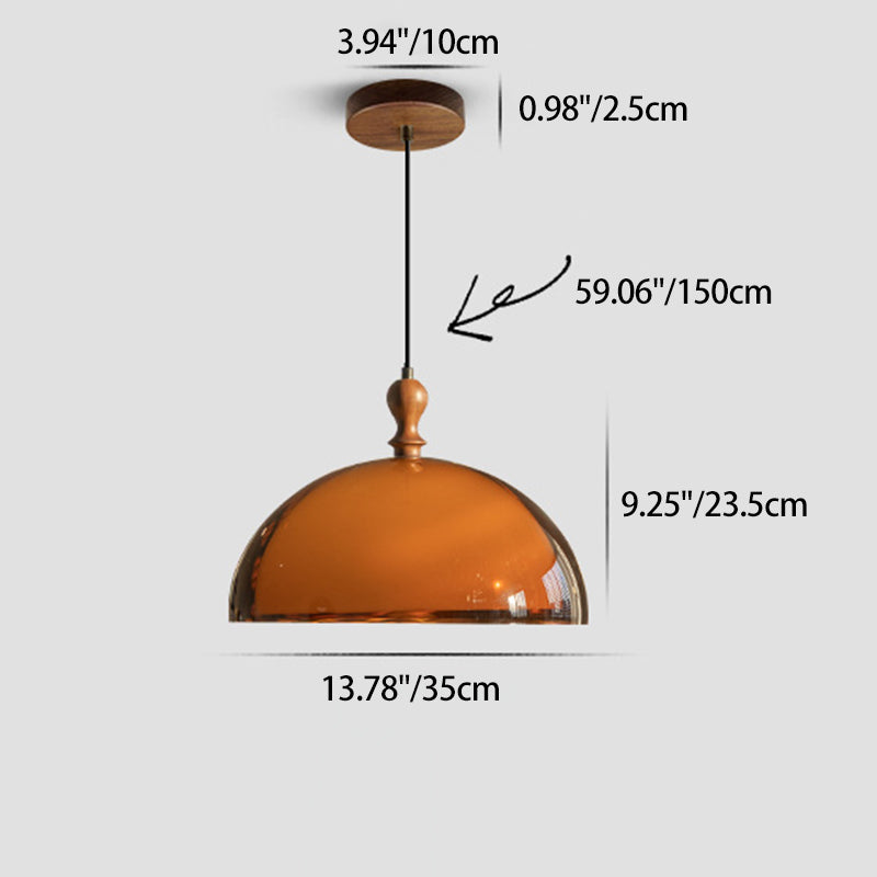 Traditional Vintage Semicircular Acrylic Wood Metal 1-light Pendant Light for Dining Room BulbSquare