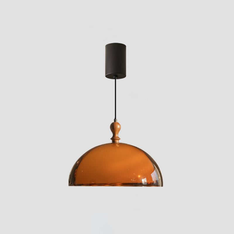 Traditional Vintage Semicircular Acrylic Wood Metal 1-light Pendant Light for Dining Room BulbSquare