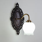 Traditional Vintage Flower Solid Wood Glass 1-Light Wall Sconce Lamp For Bedroom