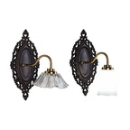Traditional Vintage Flower Solid Wood Glass 1-Light Wall Sconce Lamp For Bedroom