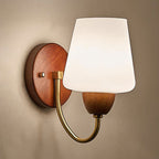 Traditional Vintage Vase Solid Wood Iron Glass 1-Light Wall Sconce Lamp For Bedroom