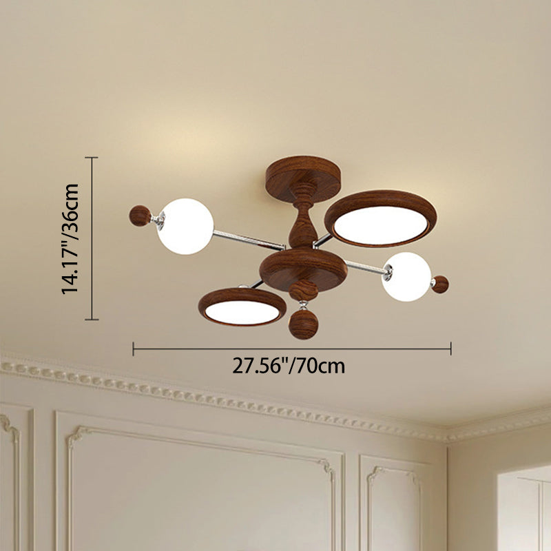 Contemporary Creative Circular Acrylic Iron LED Semi-flush Mount Ceiling Light for Living Room