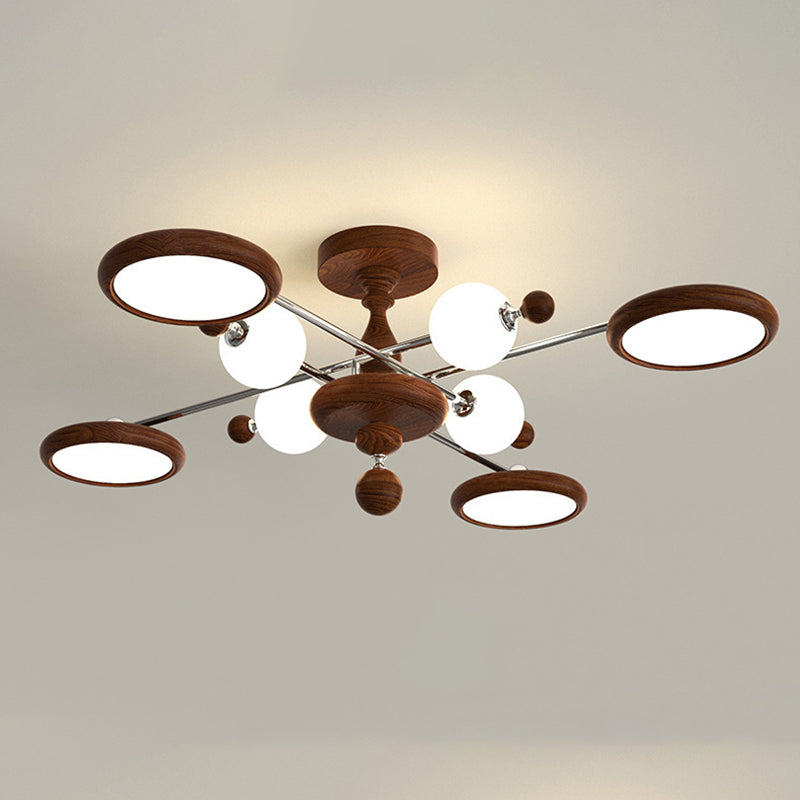 Contemporary Creative Circular Acrylic Iron LED Semi-flush Mount Ceiling Light for Living Room