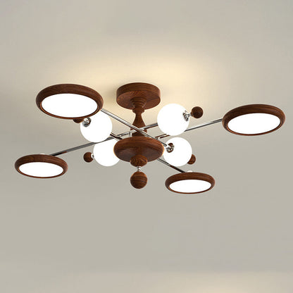 Contemporary Creative Circular Acrylic Iron LED Semi-flush Mount Ceiling Light for Living Room