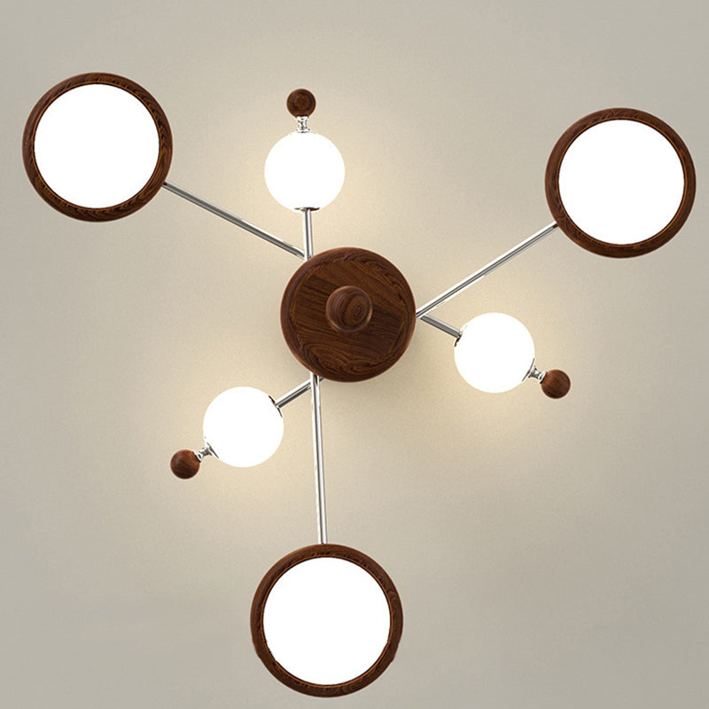 Contemporary Creative Circular Acrylic Iron LED Semi-flush Mount Ceiling Light for Living Room