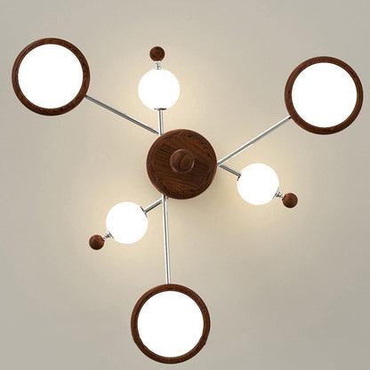 Contemporary Creative Circular Acrylic Iron LED Semi-flush Mount Ceiling Light for Living Room