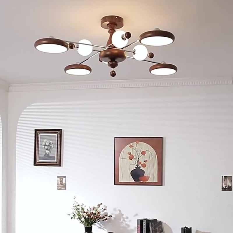 Contemporary Creative Circular Acrylic Iron LED Semi-flush Mount Ceiling Light for Living Room
