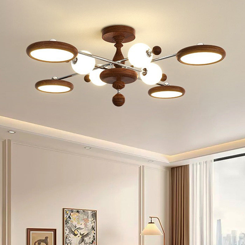 Contemporary Creative Circular Acrylic Iron LED Semi-flush Mount Ceiling Light for Living Room