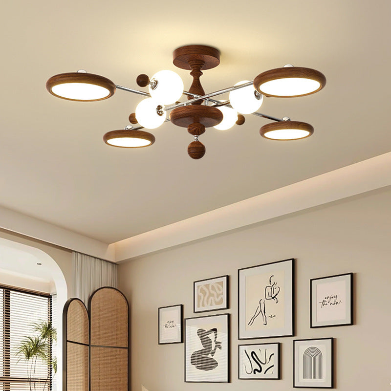 Contemporary Creative Circular Acrylic Iron LED Semi-flush Mount Ceiling Light for Living Room