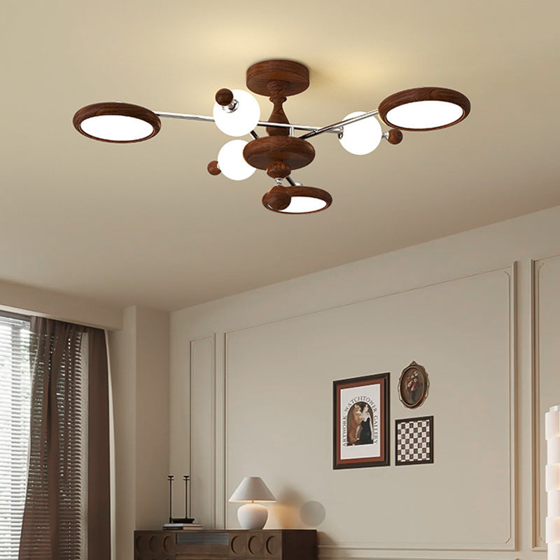 Contemporary Creative Circular Acrylic Iron LED Semi-flush Mount Ceiling Light for Living Room