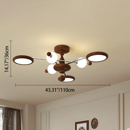 Contemporary Creative Circular Acrylic Iron LED Semi-flush Mount Ceiling Light for Living Room