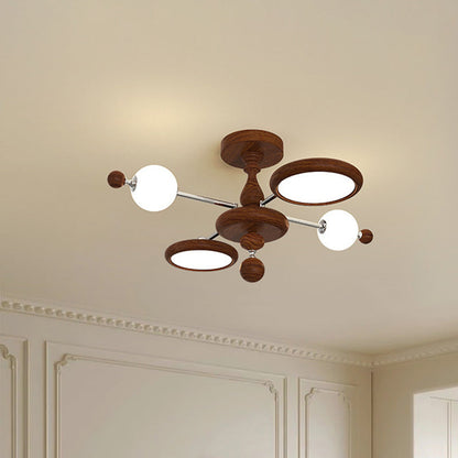 Contemporary Creative Circular Acrylic Iron LED Semi-flush Mount Ceiling Light for Living Room