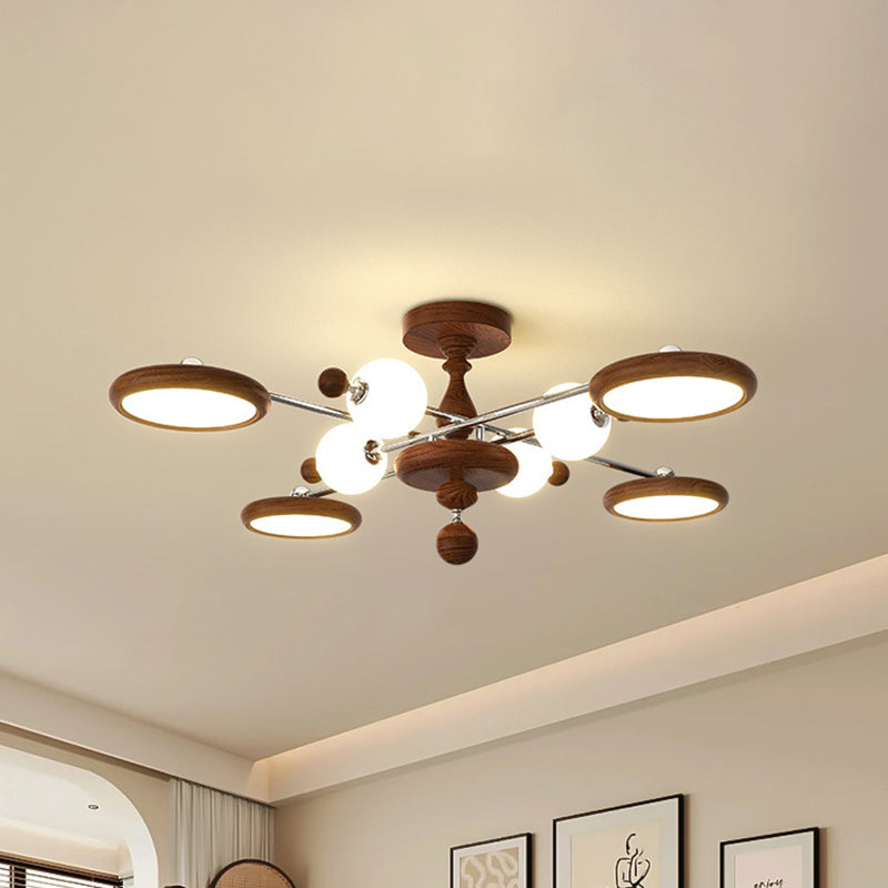 Contemporary Creative Circular Acrylic Iron LED Semi-flush Mount Ceiling Light for Living Room