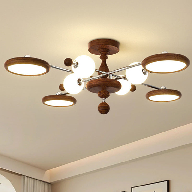 Contemporary Creative Circular Acrylic Iron LED Semi-flush Mount Ceiling Light for Living Room
