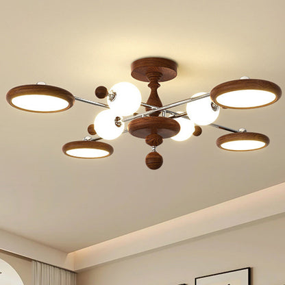 Contemporary Creative Circular Acrylic Iron LED Semi-flush Mount Ceiling Light for Living Room