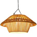 Traditional Rustic Waterproof Solar USB Mushroom Rattan Weaving Iron Outdoor LED Pendant Light Landscape Lighting for Garden BulbSquare