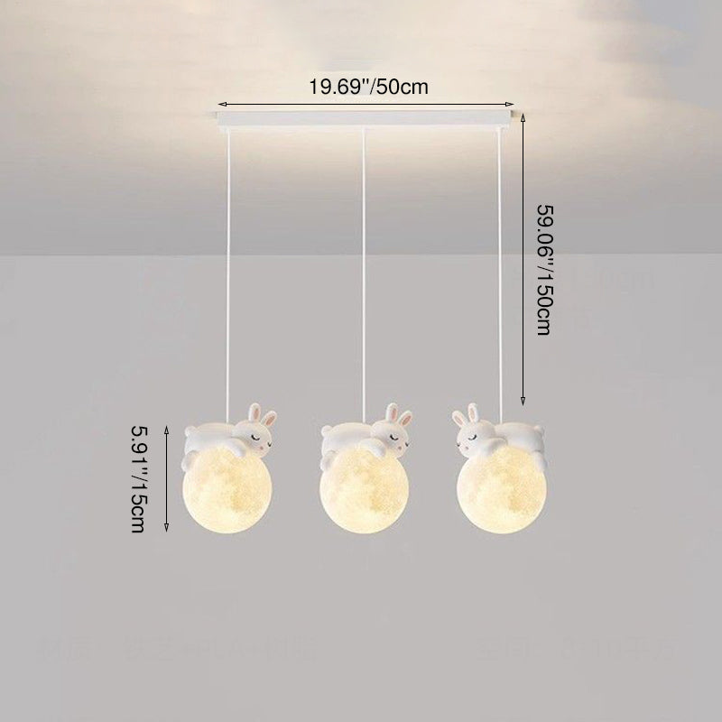Lumendat Contemporary Creative Kids Bear Rabbit Iron Resin PLA 1/3-Light Chandelier For Bedroom Lumendat