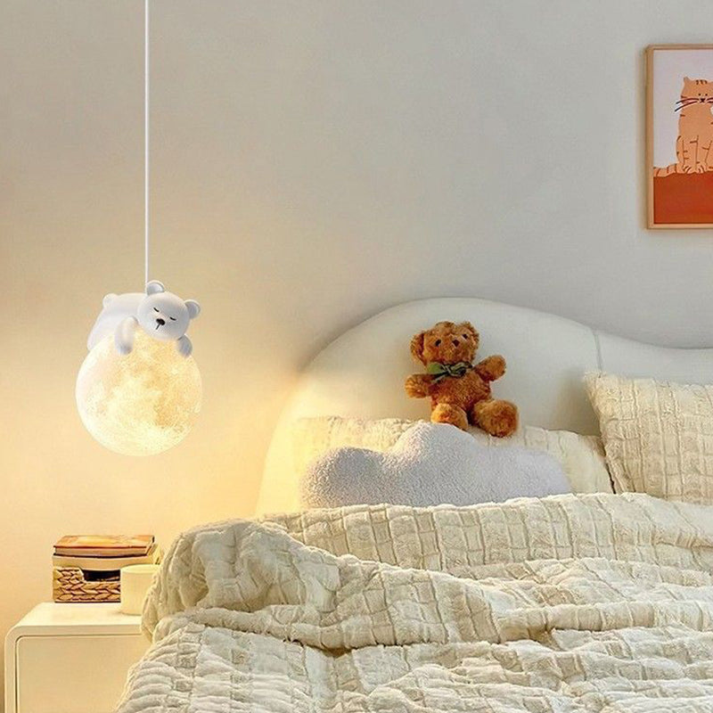 Lumendat Contemporary Creative Kids Bear Rabbit Iron Resin PLA 1/3-Light Chandelier For Bedroom Lumendat