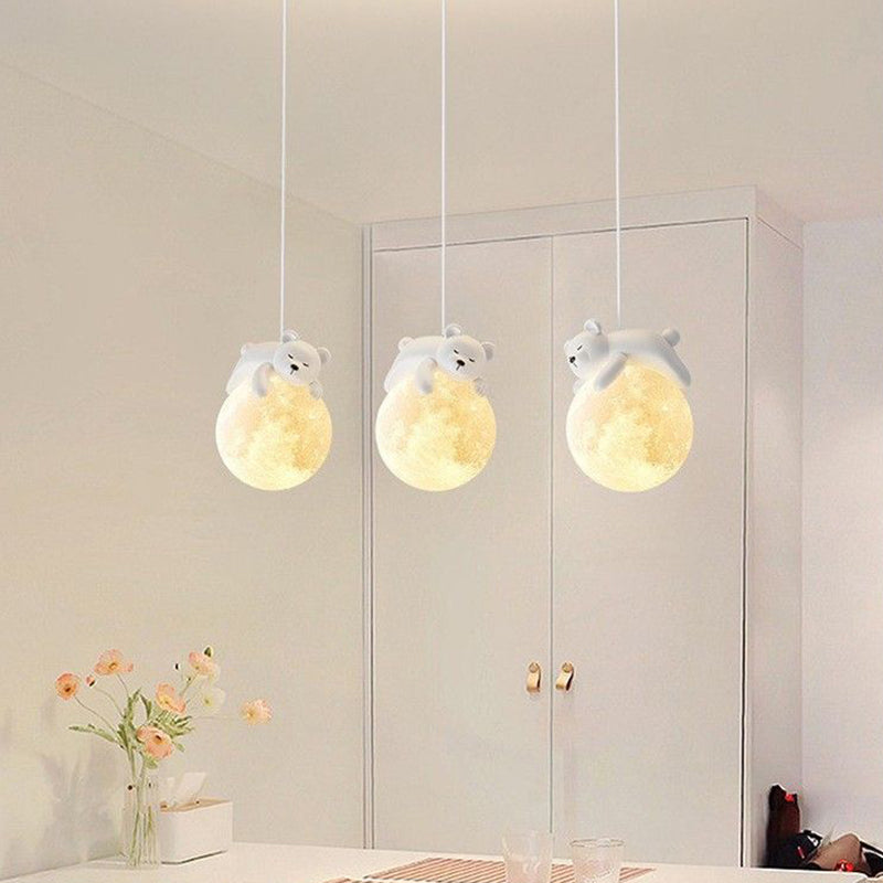 Lumendat Contemporary Creative Kids Bear Rabbit Iron Resin PLA 1/3-Light Chandelier For Bedroom Lumendat