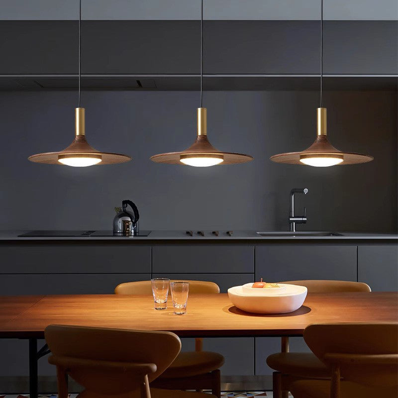 Traditional Rustic Round Iron Acrylic LED Pendant Light For Dining Room