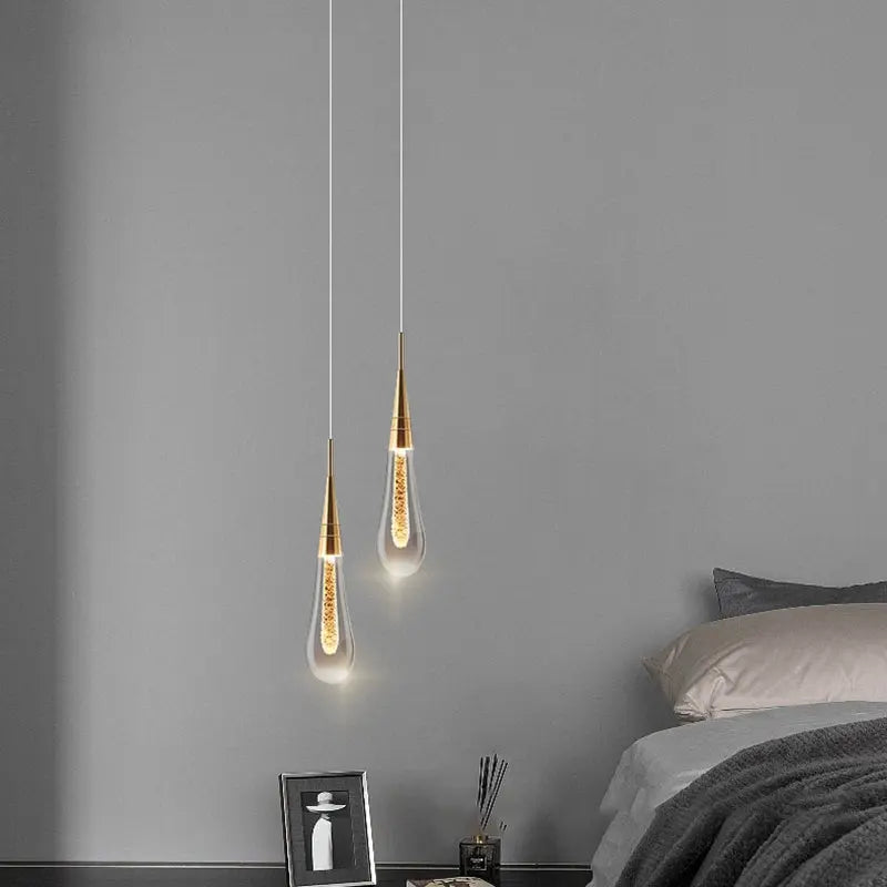 Contemporary Creative Droplet Aluminum Iron Glass LED Chandelier for Dining Room Lumendat