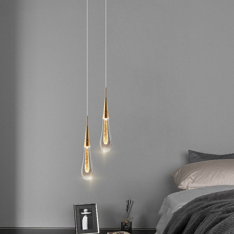 Contemporary Creative Droplet Aluminum Iron Glass LED Chandelier for Dining Room