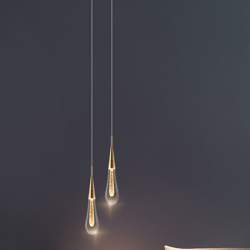 Contemporary Creative Droplet Aluminum Iron Glass LED Chandelier for Dining Room