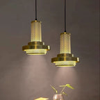 Contemporary Industrial Geometric Iron Acrylic LED Pendant Light For Bedroom