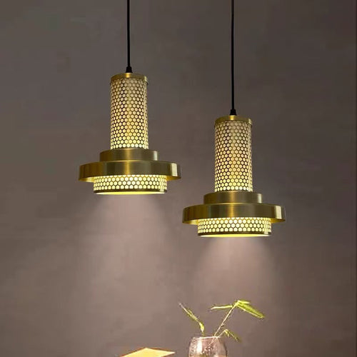 Contemporary Industrial Geometric Iron Acrylic LED Pendant Light For Bedroom
