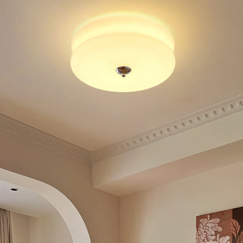 Modern Minimalist Round Iron Glass LED Flush Mount Ceiling Light For Bedroom