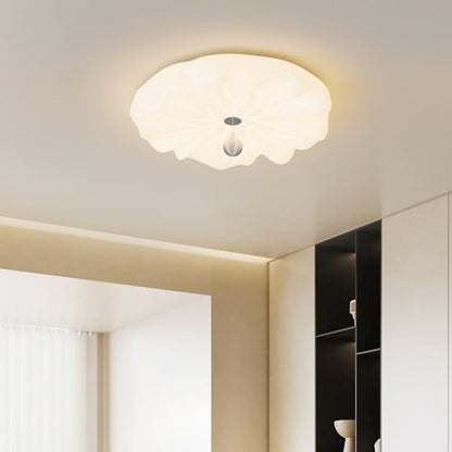 Traditional French Flower Iron PE LED Flush Mount Ceiling Light For Living Room