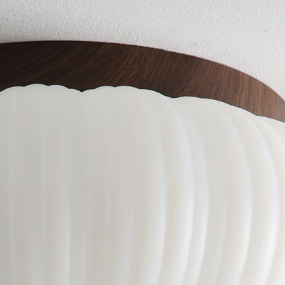 Traditional Vintage Pumpkin Carbon Steel Pe LED Semi-flush Mount Ceiling Light for Bedroom