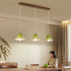 Traditional French Flower Iron Glass 1/3-Light Pendant Light For Living Room