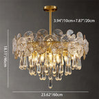 Traditional Luxury Round Teardrop Crystal Copper Glass 6/9/12-light Chandelier for Living Room BulbSquare