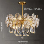 Traditional Luxury Round Teardrop Crystal Copper Glass 6/9/12-light Chandelier for Living Room BulbSquare