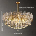 Traditional Luxury Round Teardrop Crystal Copper Glass 6/9/12-light Chandelier for Living Room BulbSquare