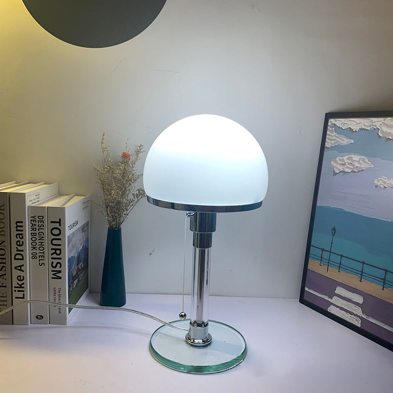 Modern Minimalist Metal Glass Round 1-Light Table Lamp For Bedroom Lumendat