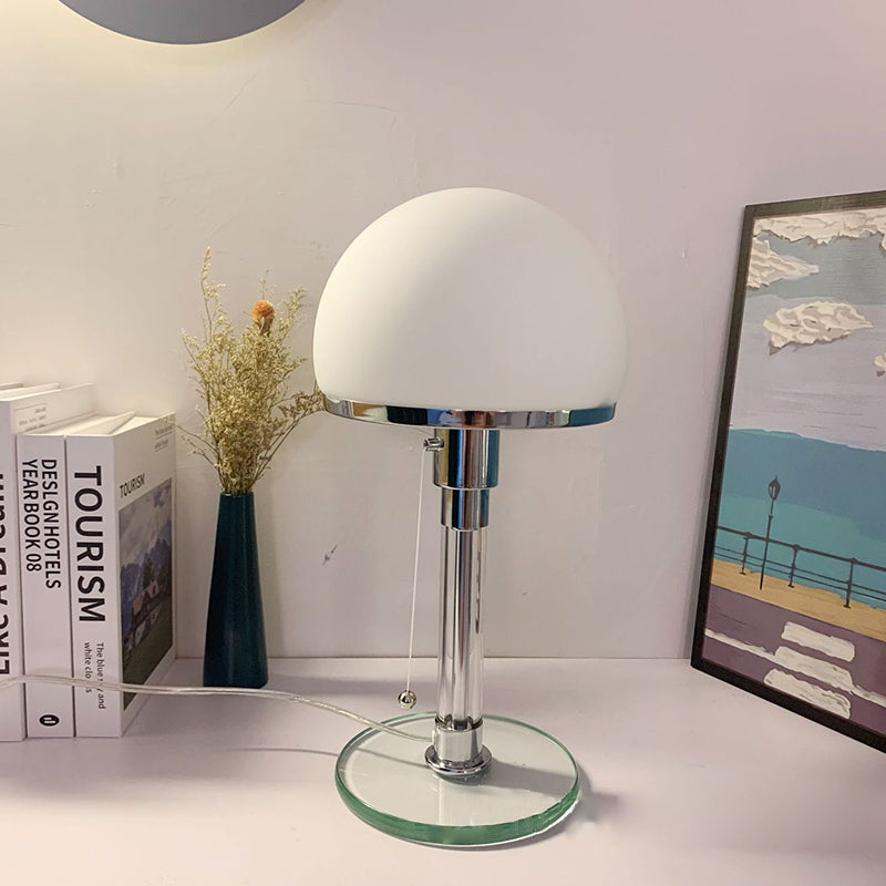 Modern Minimalist Metal Glass Round 1-Light Table Lamp For Bedroom Lumendat