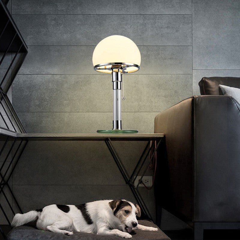 Modern Minimalist Metal Glass Round 1-Light Table Lamp For Bedroom Lumendat