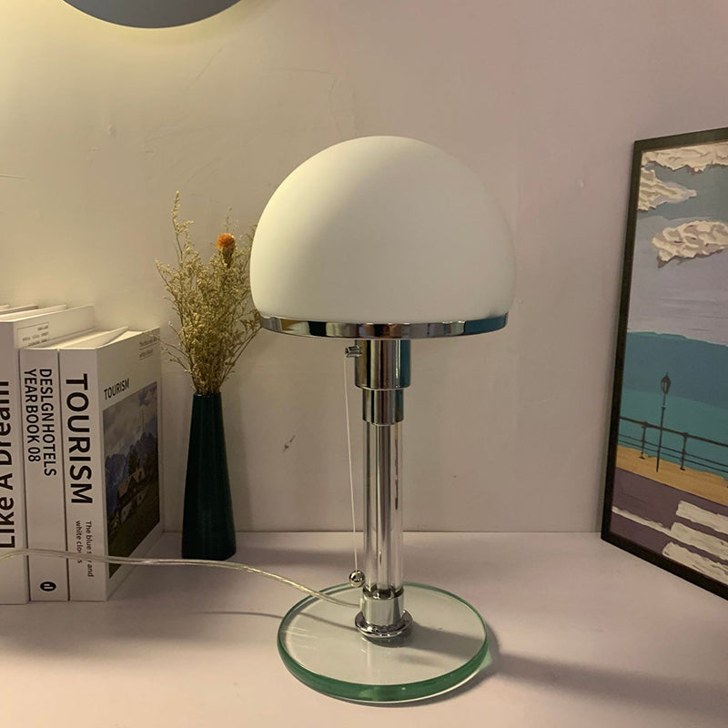Modern Minimalist Metal Glass Round 1-Light Table Lamp For Bedroom Lumendat