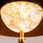 Contemporary Retro Iron Glass Round LED Pendant Light For Bedroom